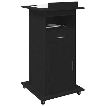 Podio con ruota Rovere Nero 55 x 55 x 107 cm Legno multistrato