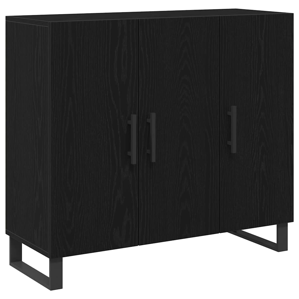 Credenza Rovere Nero 90 x 34 x 80 cm Legno multistrato