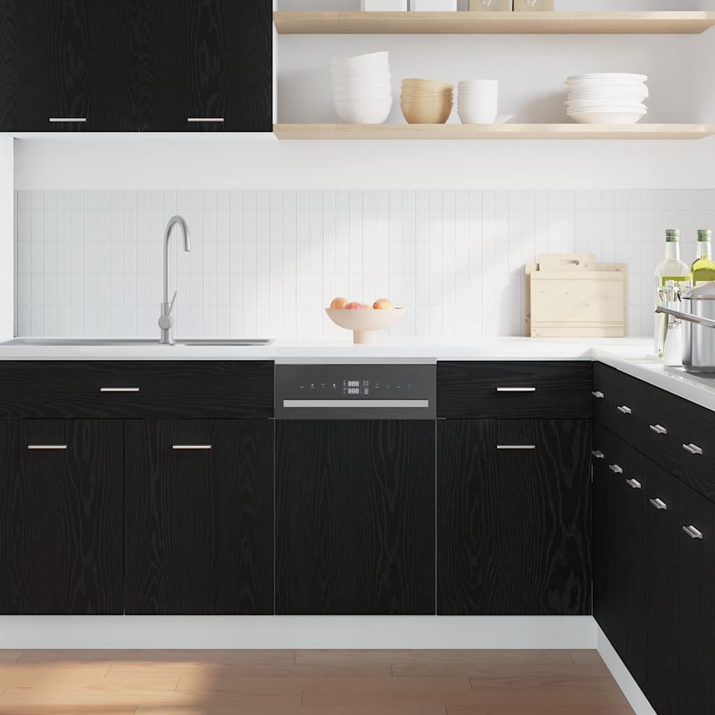 Pannello Lavastoviglie Rovere Nero 45x1,5x67 cm in Truciolato