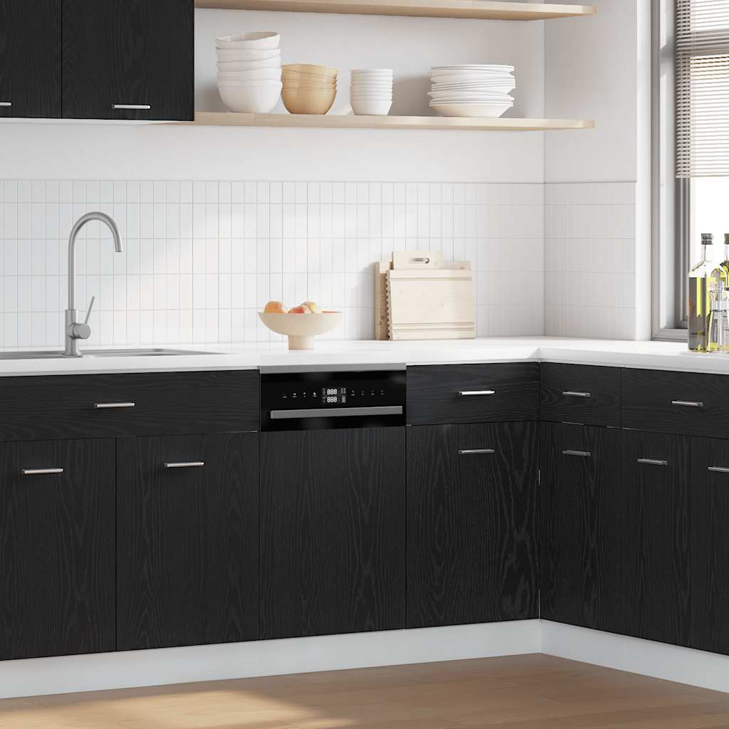 Pannello Lavastoviglie Rovere Nero 45x1,5x67 cm in Truciolato