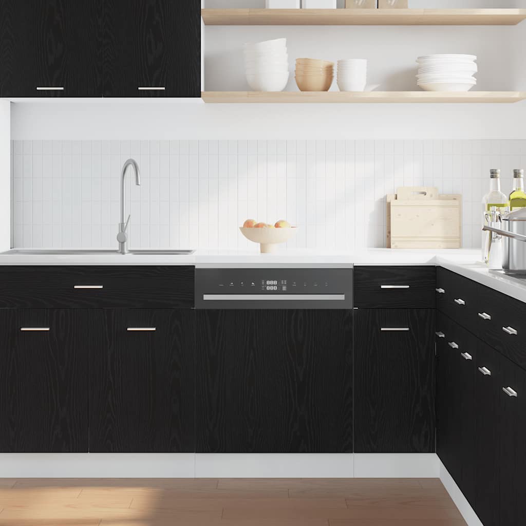 Pannello Lavastoviglie Rovere Nero 60x1,5x67 cm in Truciolato