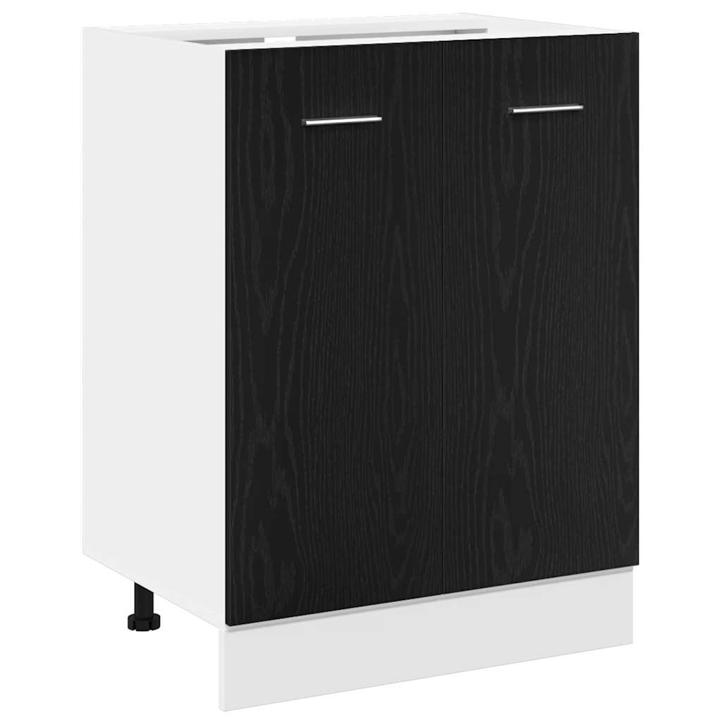 Mobile Base Rovere Nero 60x46x81,5 cm Legno Ingegnerizzato