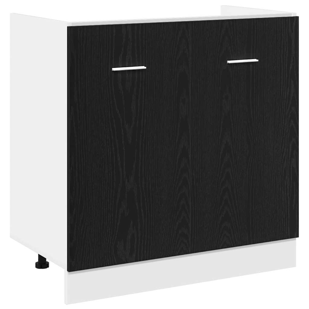 Mobile Sotto Lavello Rovere Nero 80x46x81,5 cm Legno Ingegnerizzato
