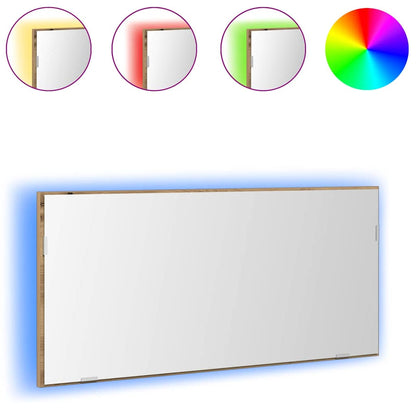 Specchio con luci a strisce a LED rovere artigianale 80 x 37 cm