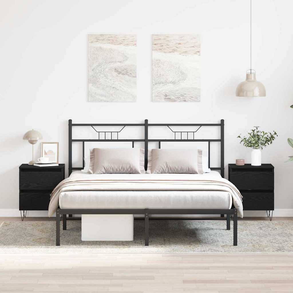 Armadio da Notte con cassetto 2 pcs Rovere Nero 40 x 35 x 50 cm