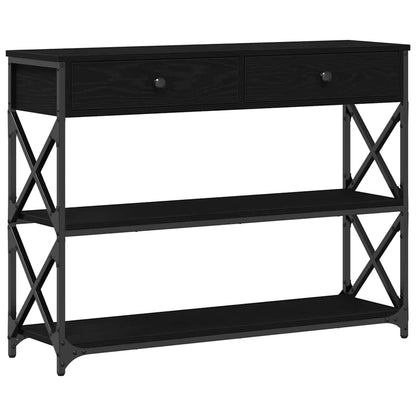 Tavolo Consolle con cassetto Rovere nero 100 x 28 x 75 cm