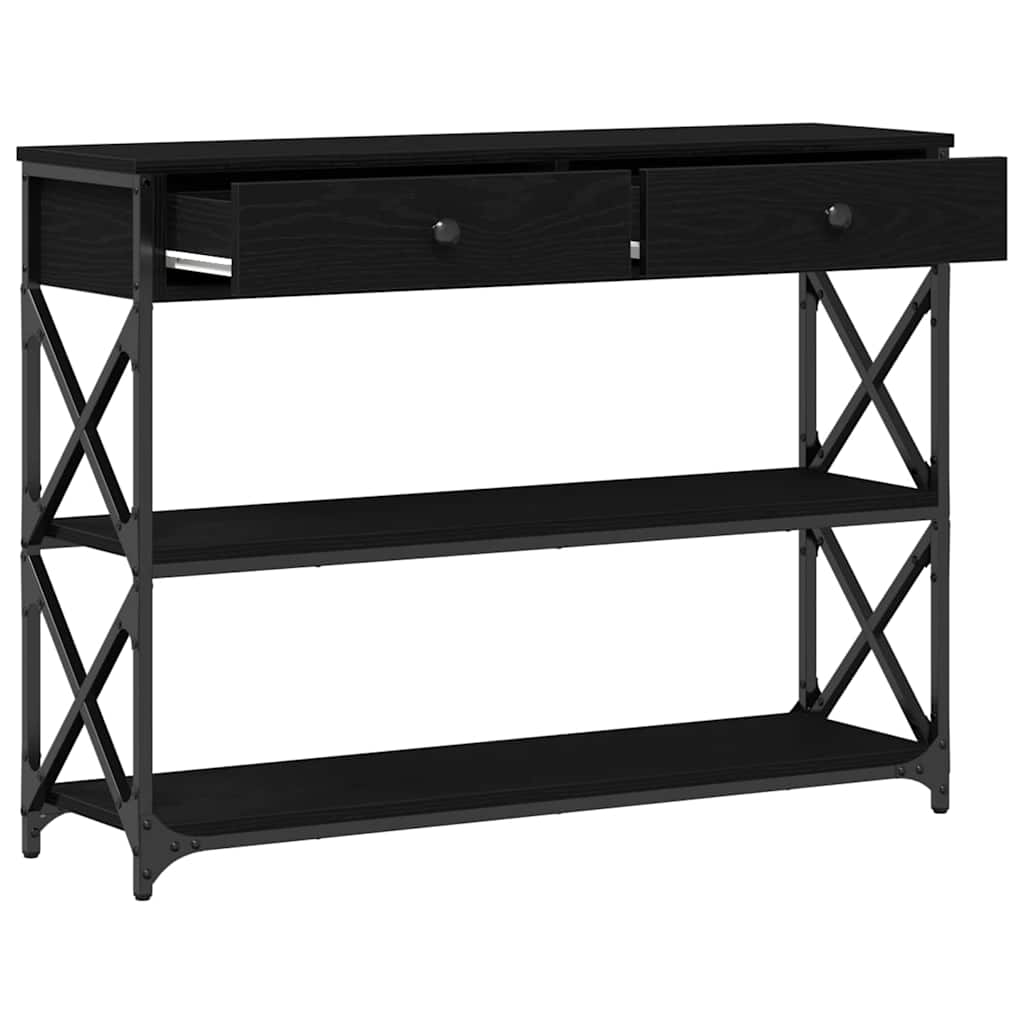 Tavolo Consolle con cassetto Rovere nero 100 x 28 x 75 cm