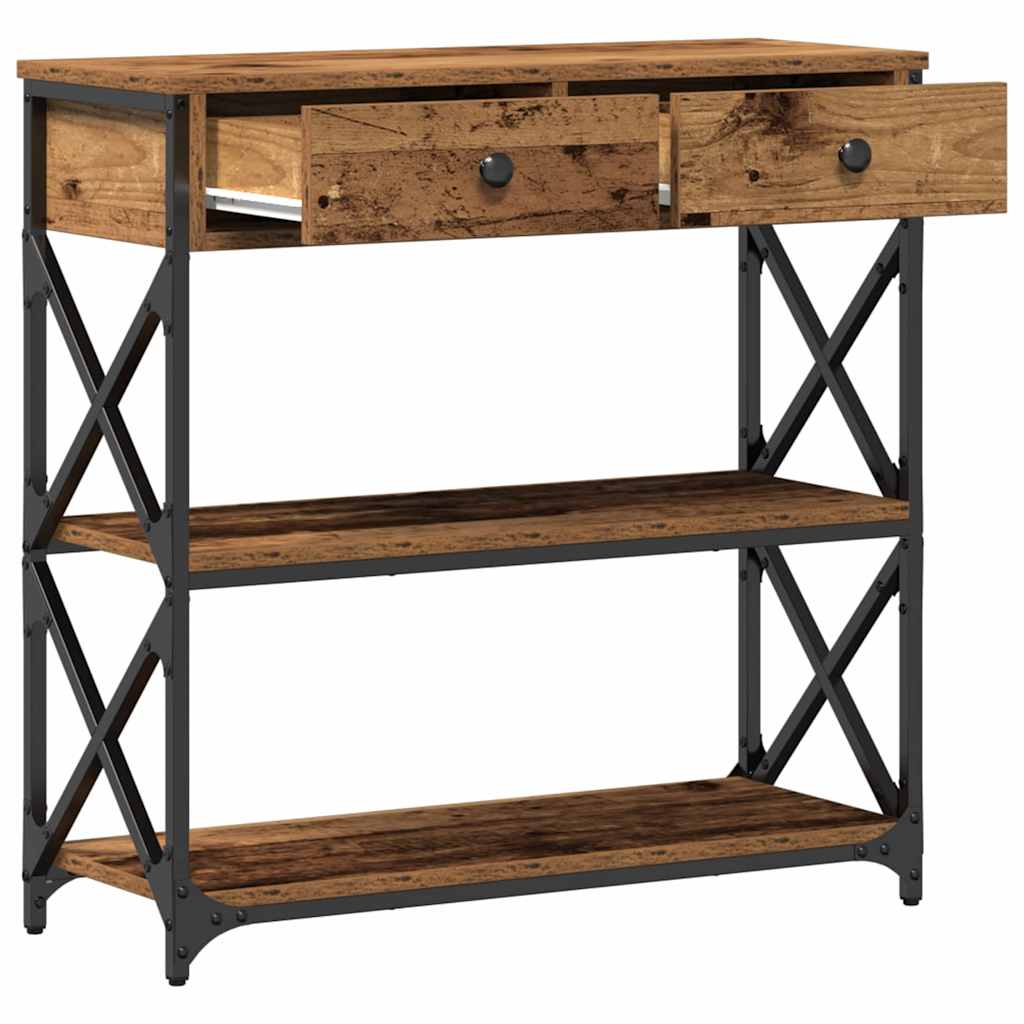 Tavolo Consolle con cassetto Legno vecchio 75 x 28 x 75 cm