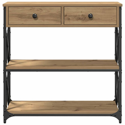 Tavolo Consolle con cassetto rovere artigianale 75 x 28 x 75 cm