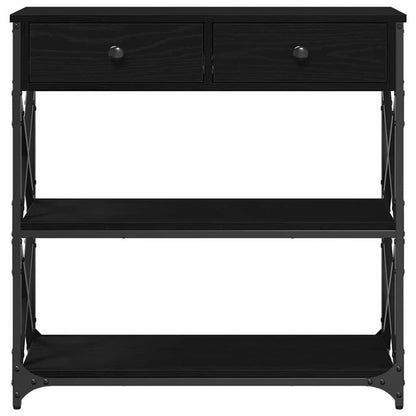 Tavolo Consolle con cassetto Rovere nero 75 x 28 x 75 cm