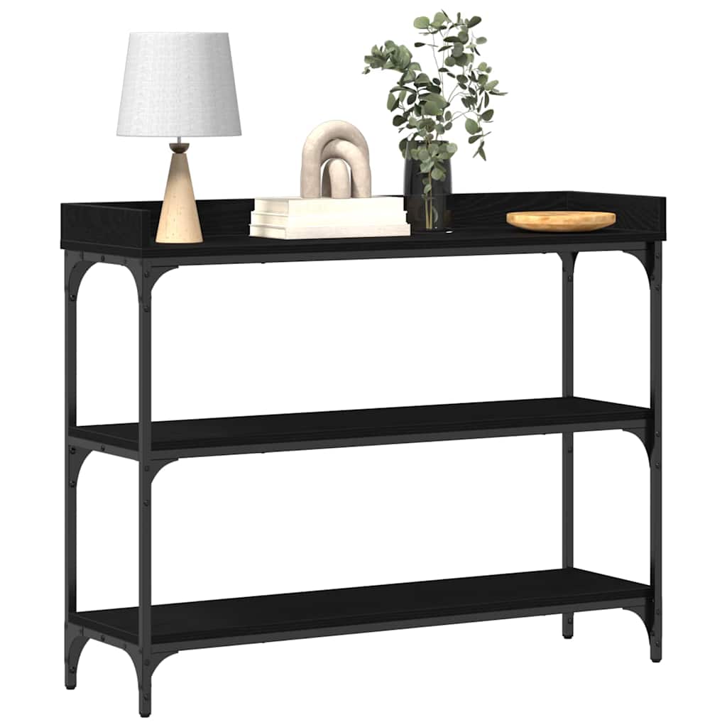 Tavolo Consolle con lo scaffale Rovere nero 100 x 30 x 80 cm