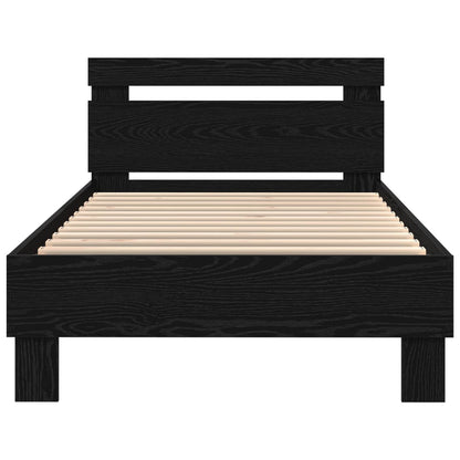 Struttura del letto Rovere Nero 100 x 200 cm Legno multistrato