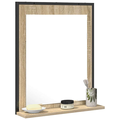 Specchio da bagno con lo scaffale Nero 50 x 12 x 60 cm