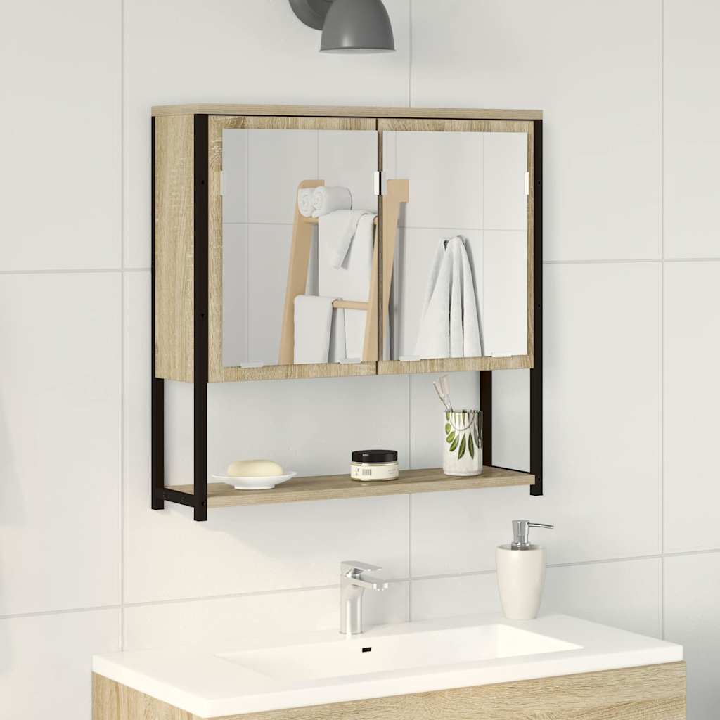 Specchio da bagno con lo scaffale Beige 60 x 16 x 60 cm