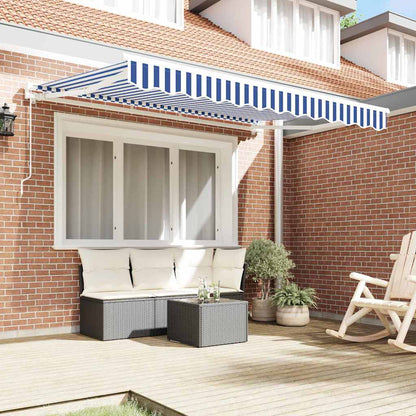 Tenda Retrattile Blu e Bianco 250 x 200 cm Alluminio e Tessuto