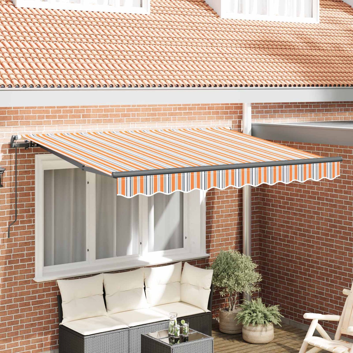 Tenda Retrattile Blu e Arancione 250 x 200 cm Tessuto