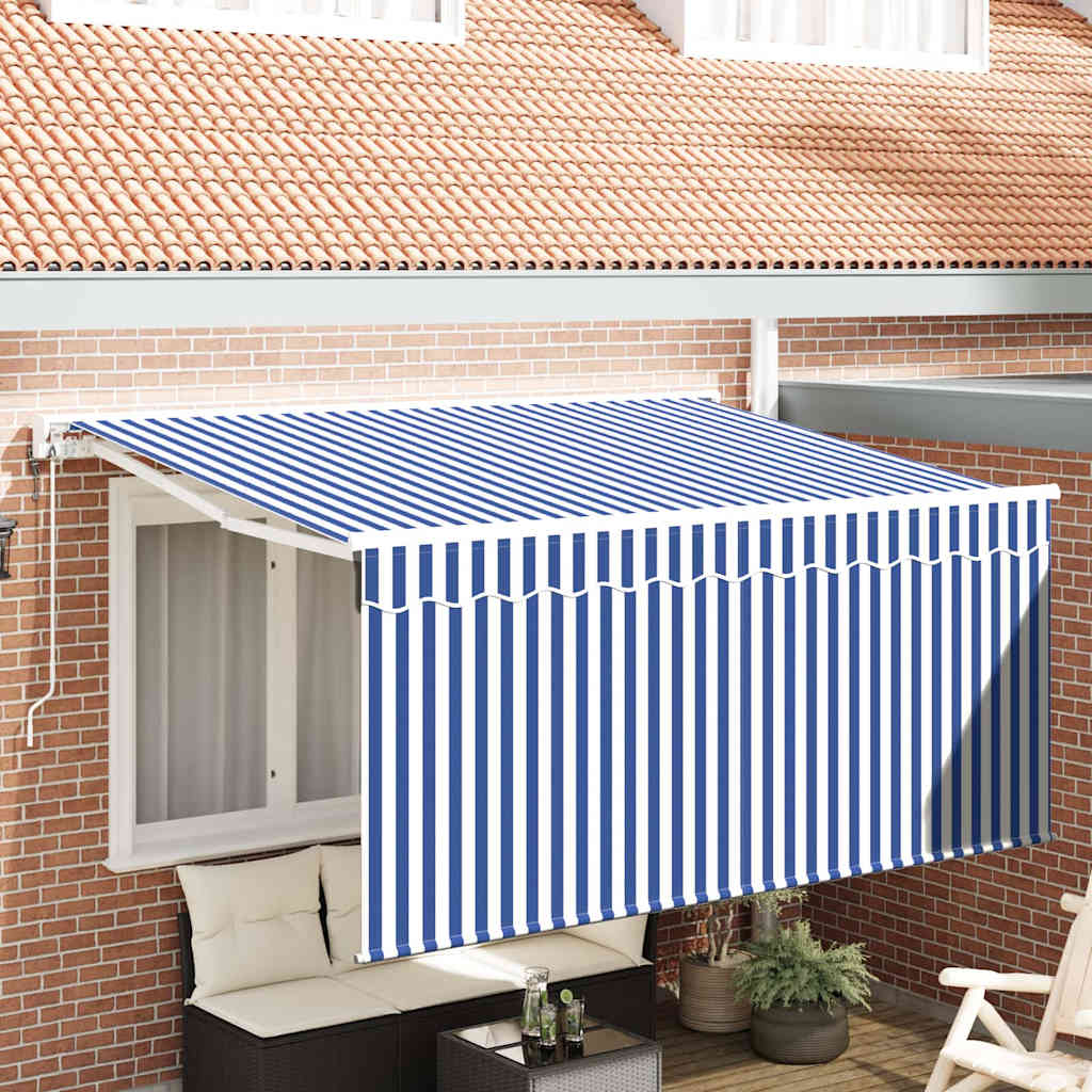 Tenda Retrattile Blu e Bianco 300 x 200 cm