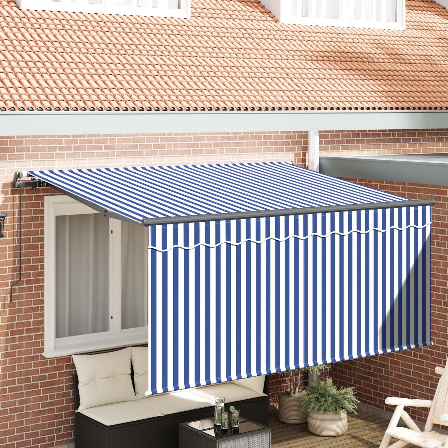 Tenda Retrattile Blu e Bianco 300 x 200 cm