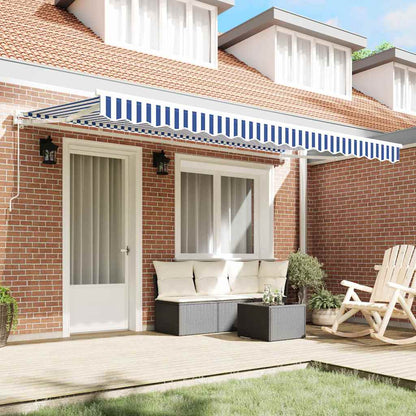 Tenda Retrattile Blu e Bianco 350 x 200 cm Alluminio e Tessuto