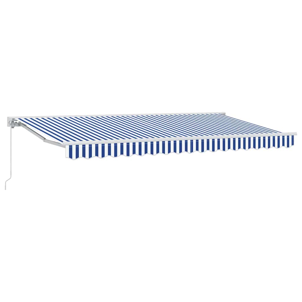 Tenda Retrattile Blu e Bianco 350 x 200 cm Alluminio e Tessuto