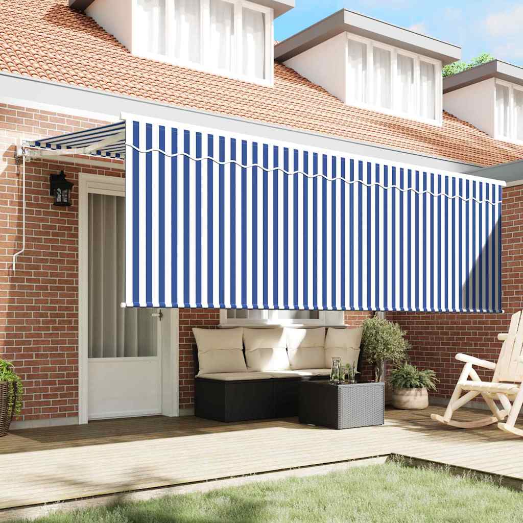 Tenda Retrattile Rigato Blu 350 x 200 cm Tessuto