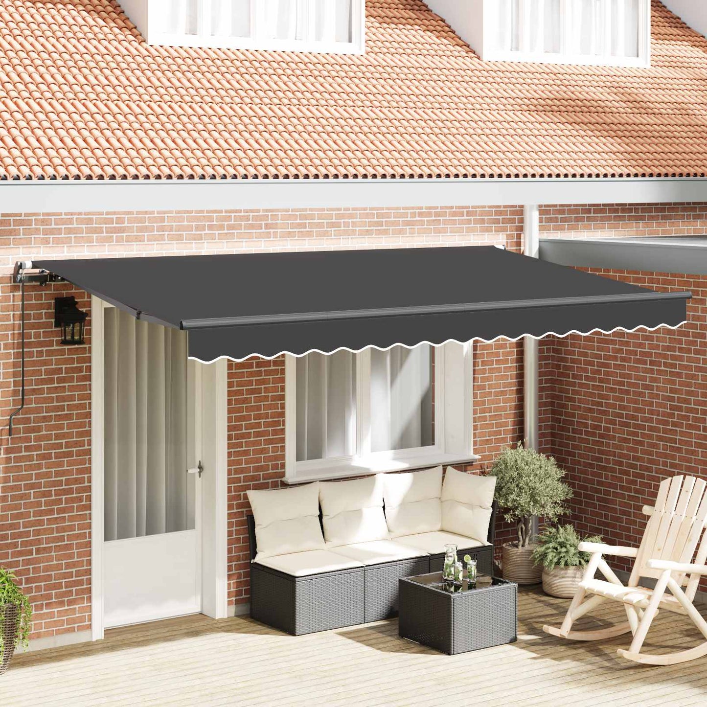 Tenda Retrattile Antracite 350 x 200 cm Tessuto