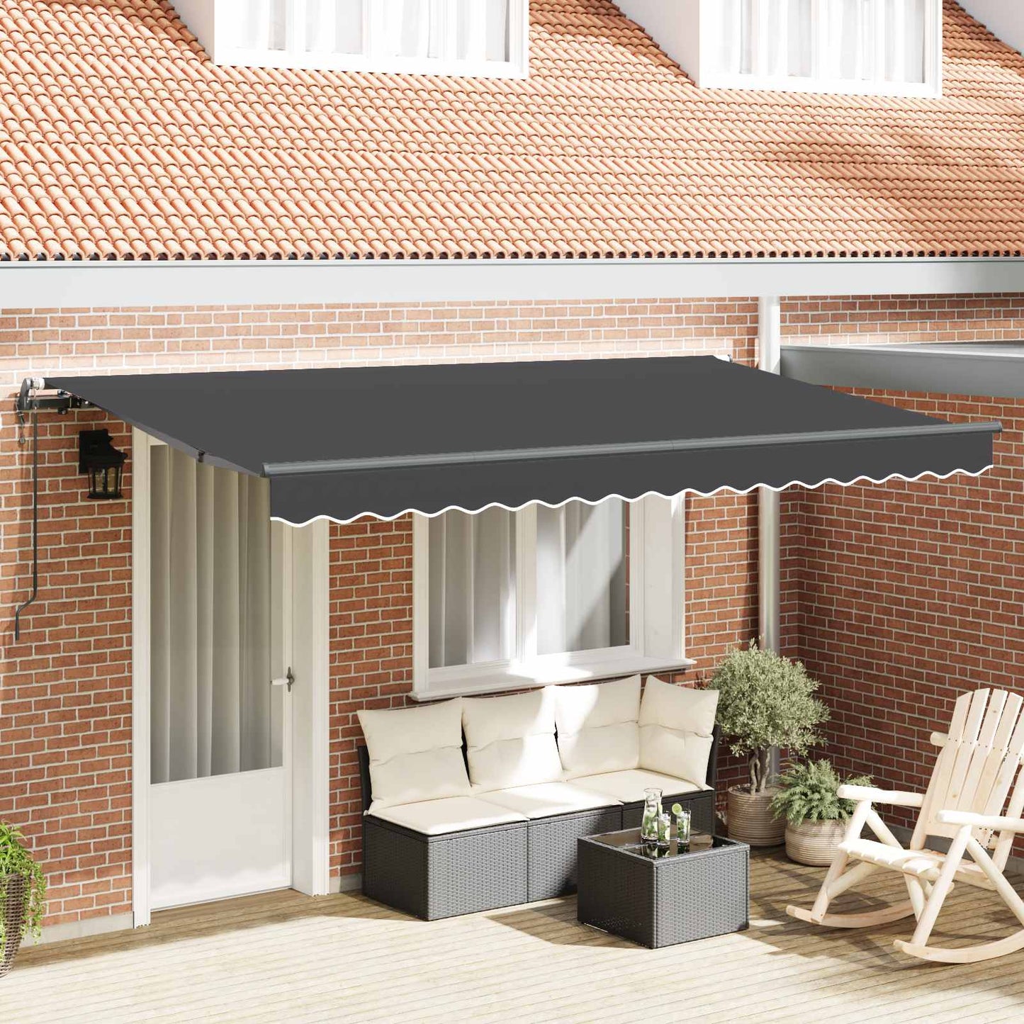 Tenda Retrattile Antracite 350 x 200 cm Tessuto