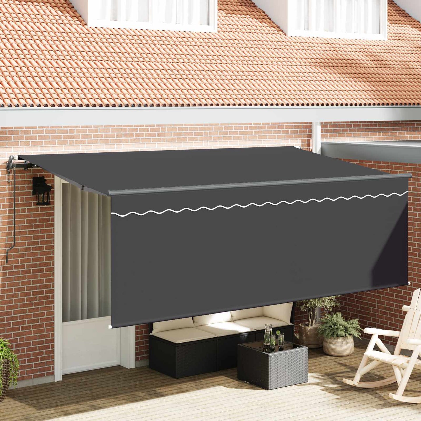 Tenda Retrattile Antracite 350 x 200 cm Poliestere e Alluminio