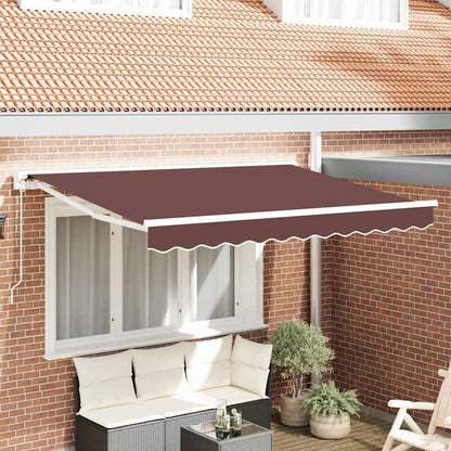 Tenda Retrattile Marrone 350 x 200 cm Alluminio e Tessuto