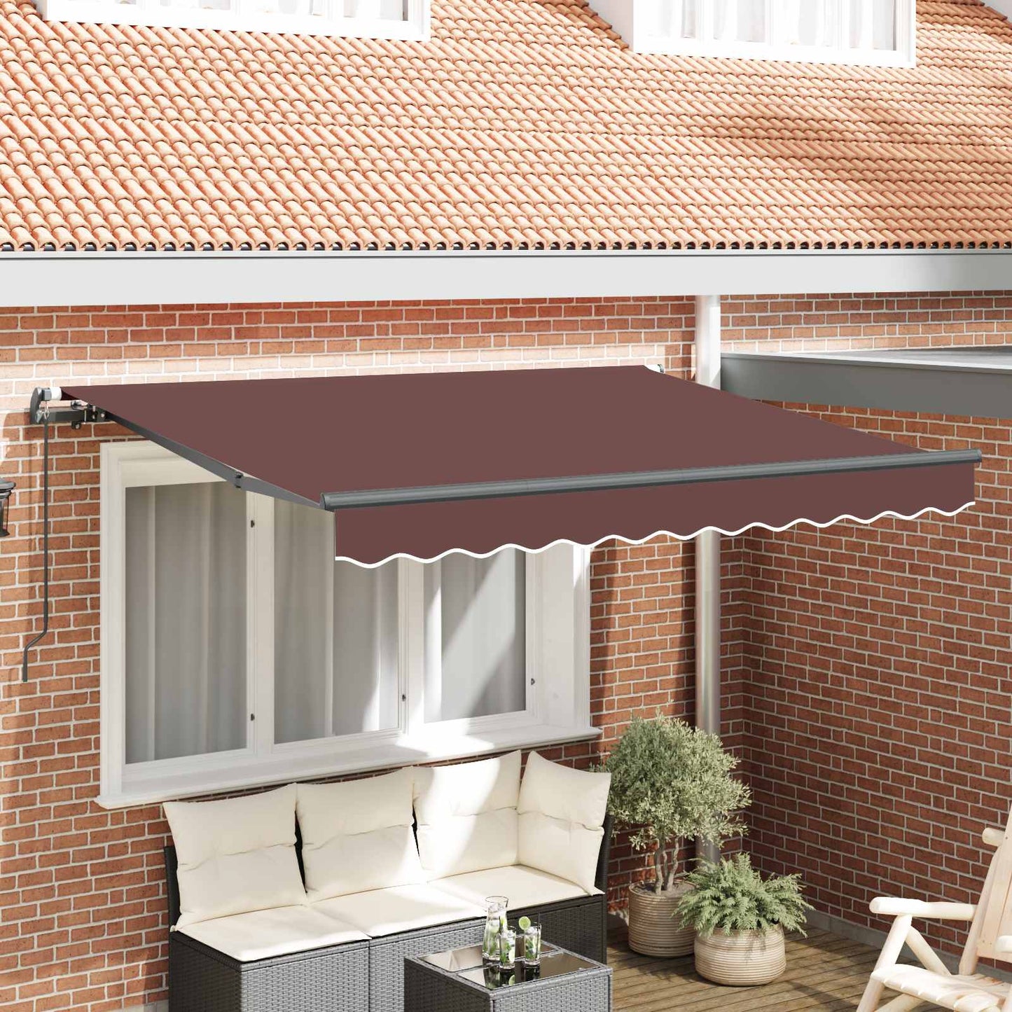 Tenda Retrattile Marrone 350 x 200 cm Tessuto