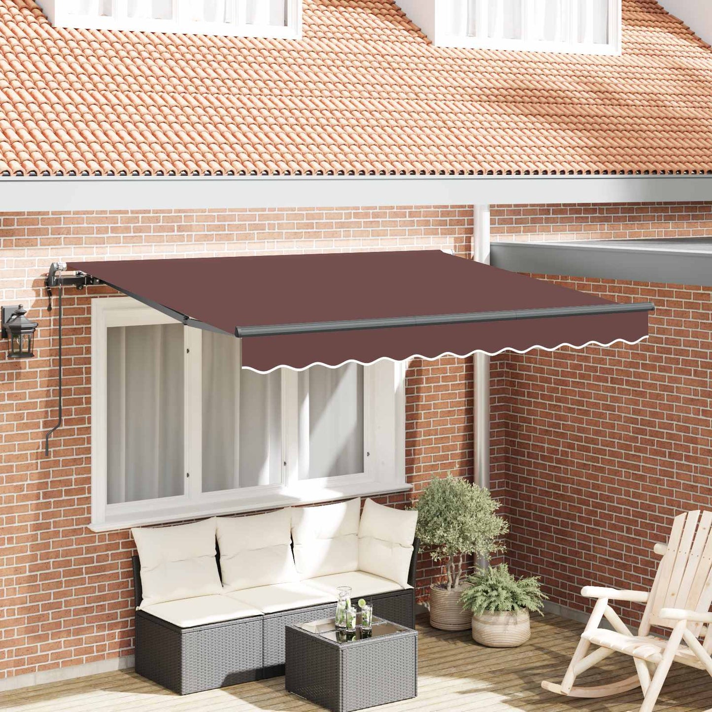 Tenda Retrattile Marrone 350 x 200 cm Tessuto