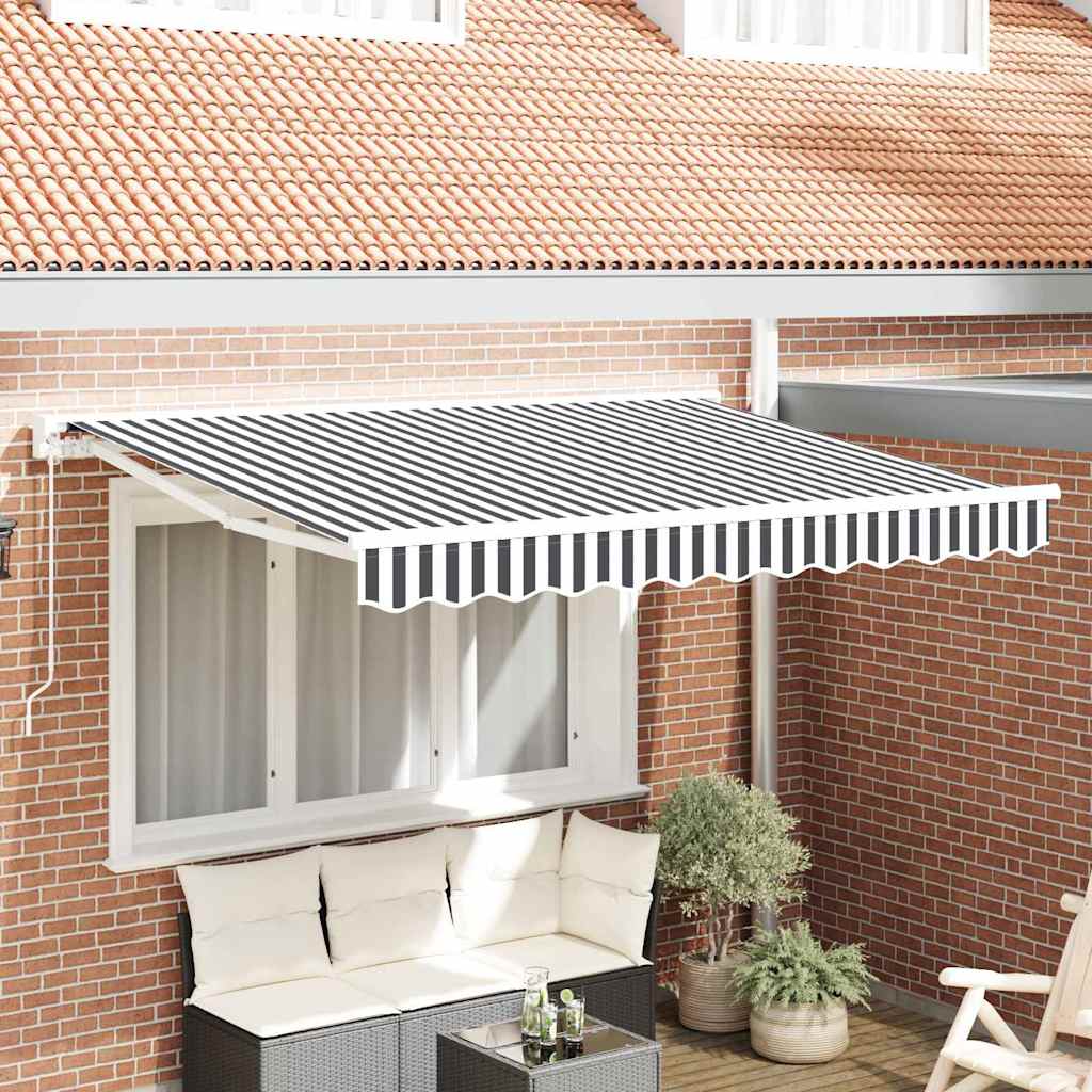 Tenda Retrattile Antracite e Bianco 350 x 200 cm