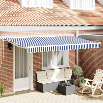 Tenda Retrattile Blu e Bianco 400 x 200 cm Alluminio e Tessuto