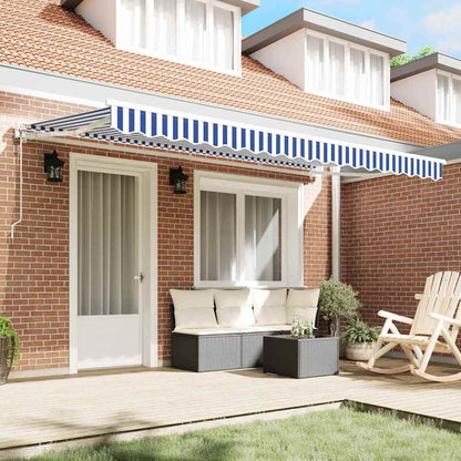 Tenda Retrattile Blu e Bianco 400 x 200 cm Alluminio e Tessuto