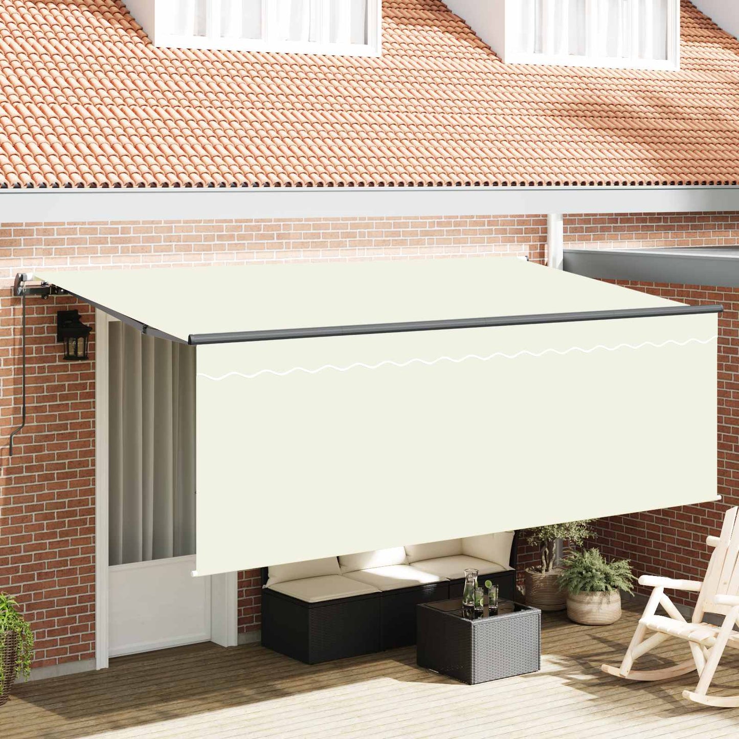 Tenda Retrattile Crema 400 x 200 cm Poliestere e Alluminio