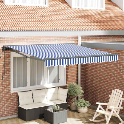 Tenda Retrattile Blu e Bianco 300 x 250 cm Alluminio e Tessuto