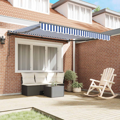 Tenda Retrattile Blu e Bianco 300 x 250 cm Alluminio e Tessuto