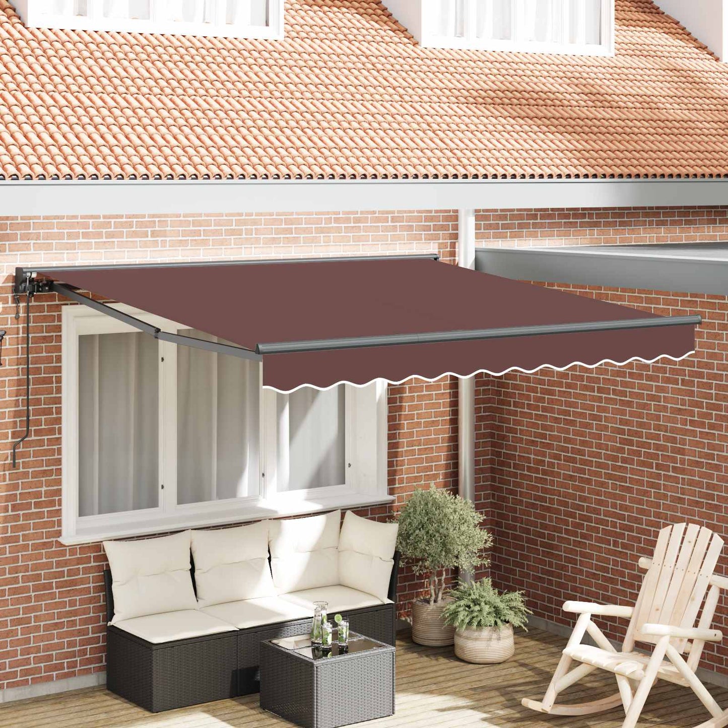 Tenda Retrattile Marrone 300 x 250 cm Alluminio e Tessuto