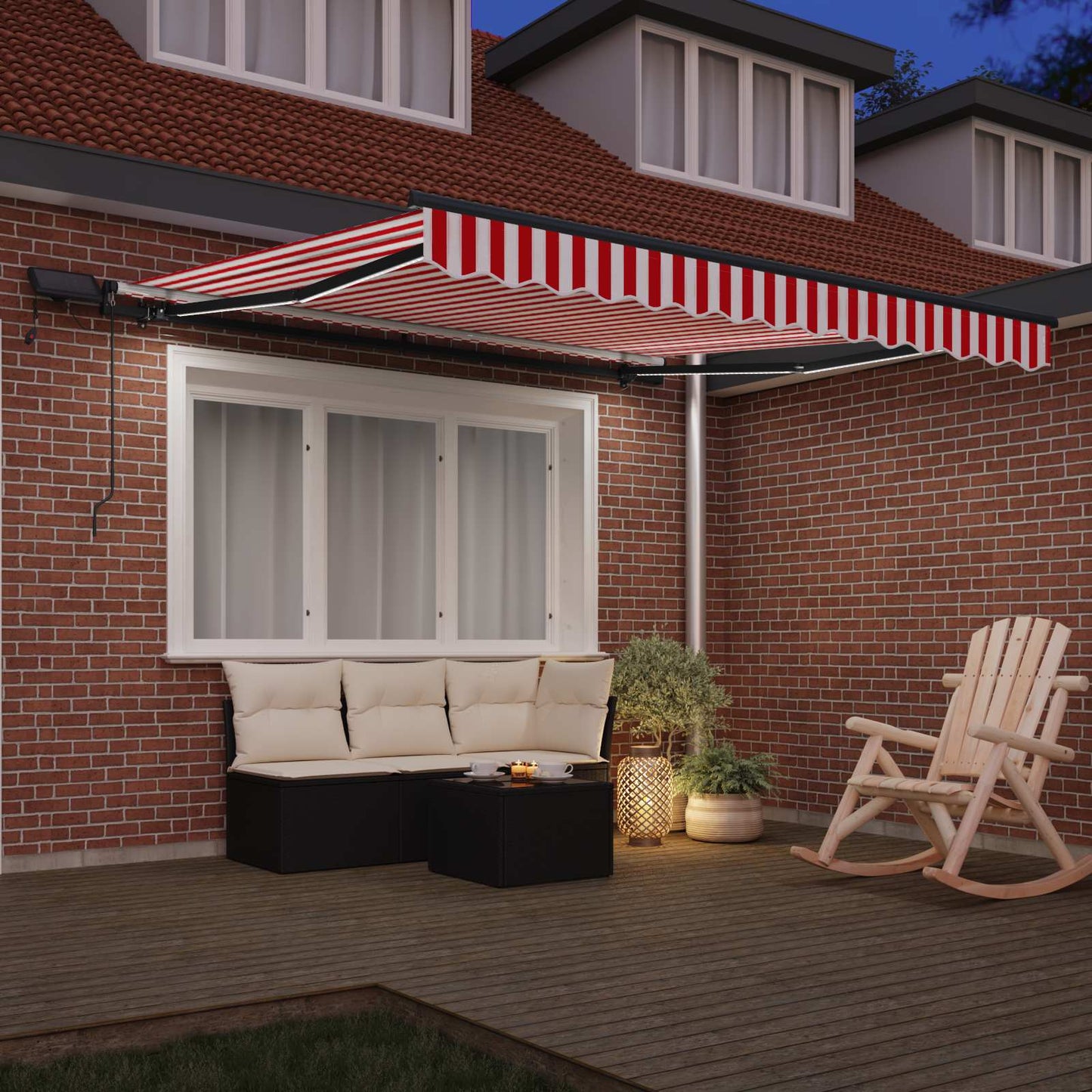 Tenda Retrattile Rosso e bianco 300 x 250 cm Tessuto
