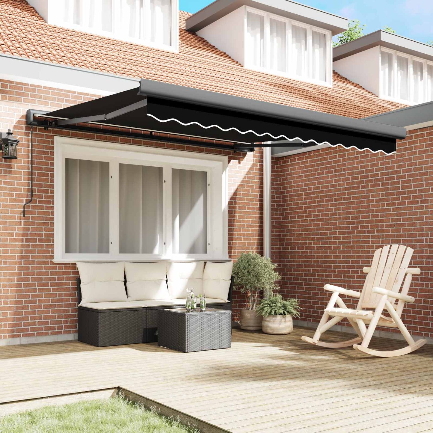 Tenda Retrattile Nero 300 x 250 cm Tessuto e Metallo