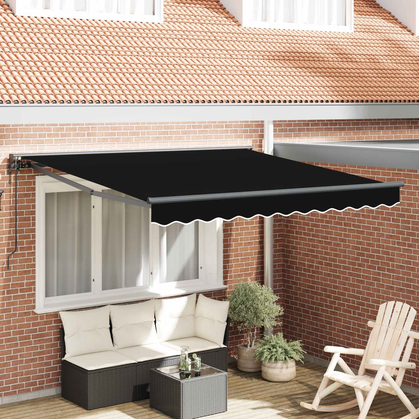 Tenda Retrattile Nero 300 x 250 cm Alluminio e Tessuto