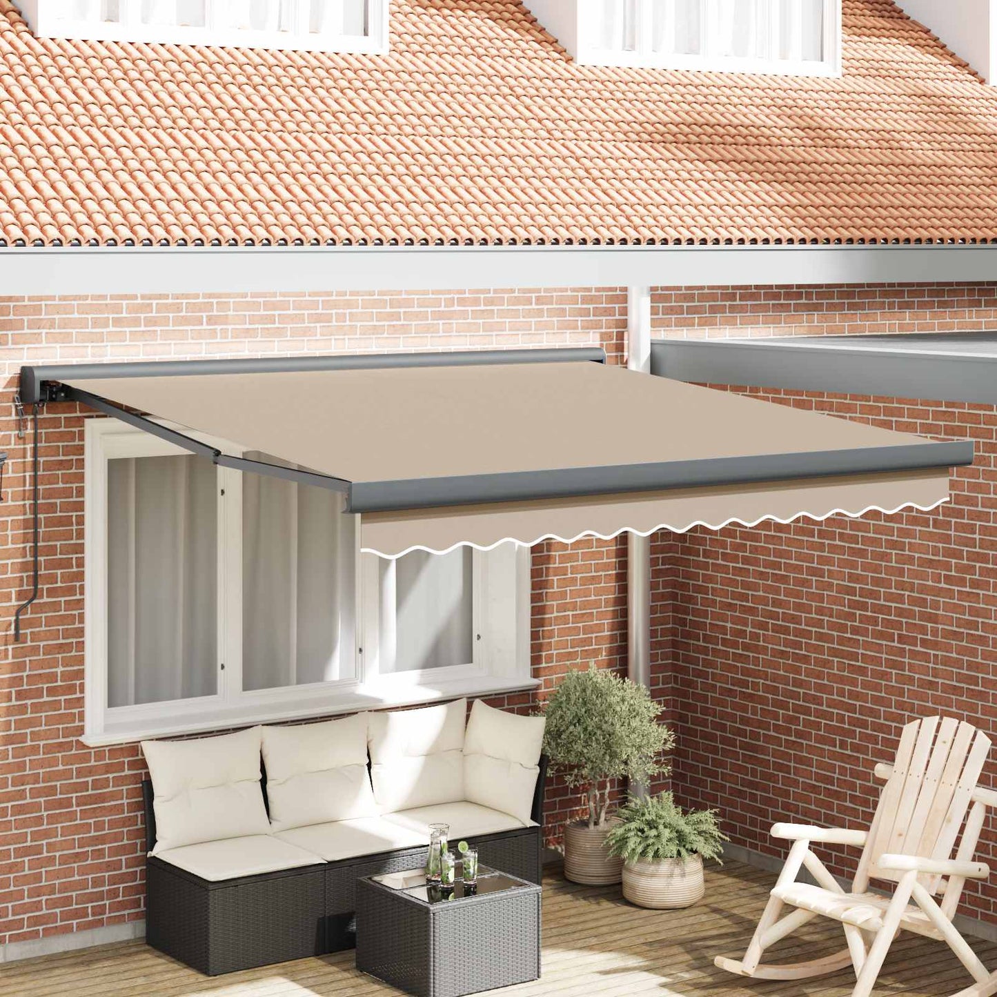 Tenda da Sole Beige 300 x 250 cm Poliestere e Alluminio