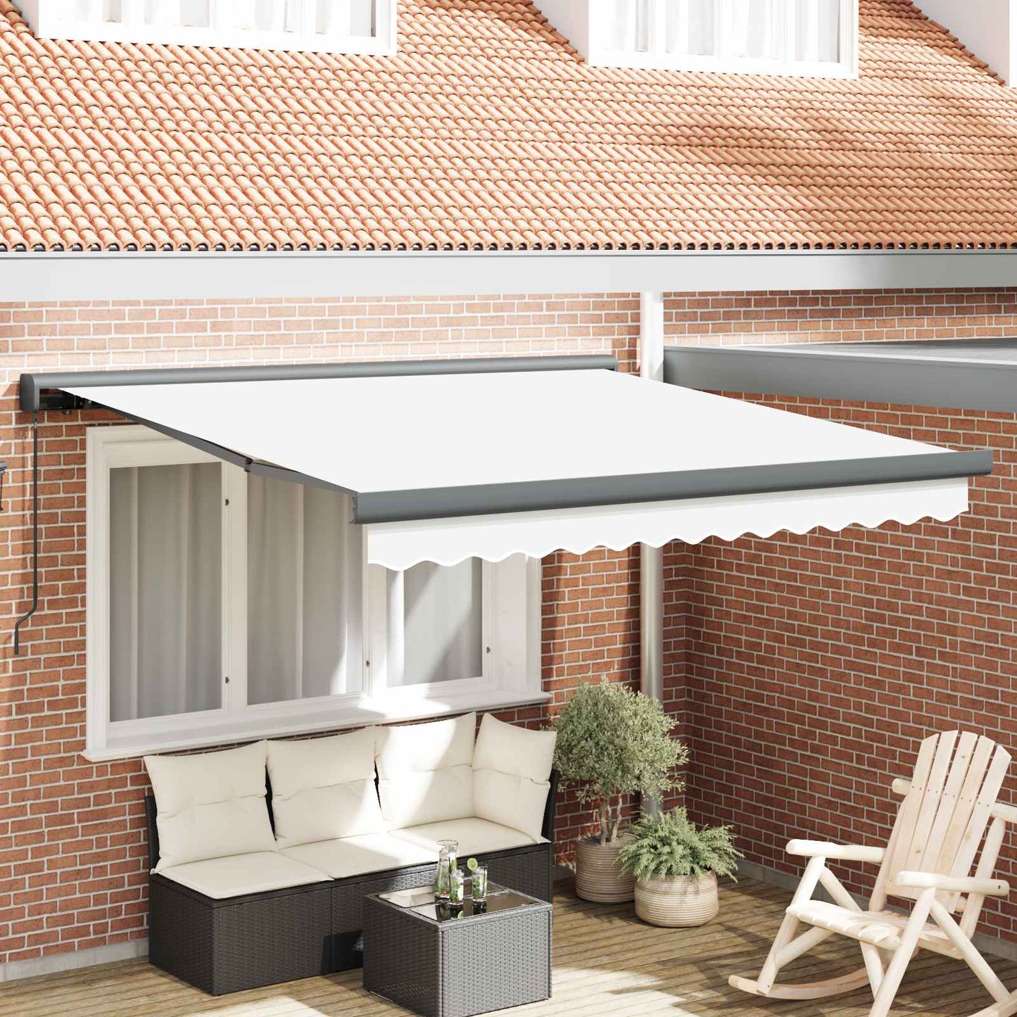 Tenda Retrattile Bianco 300 x 250 cm Tessuto e Metallo