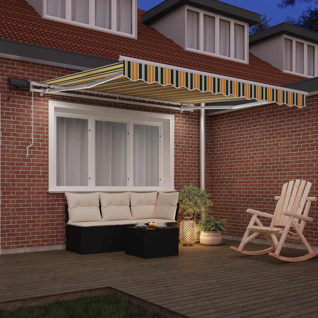 Tenda Retrattile Verde e giallo 300 x 250 cm Tessuto e acciaio