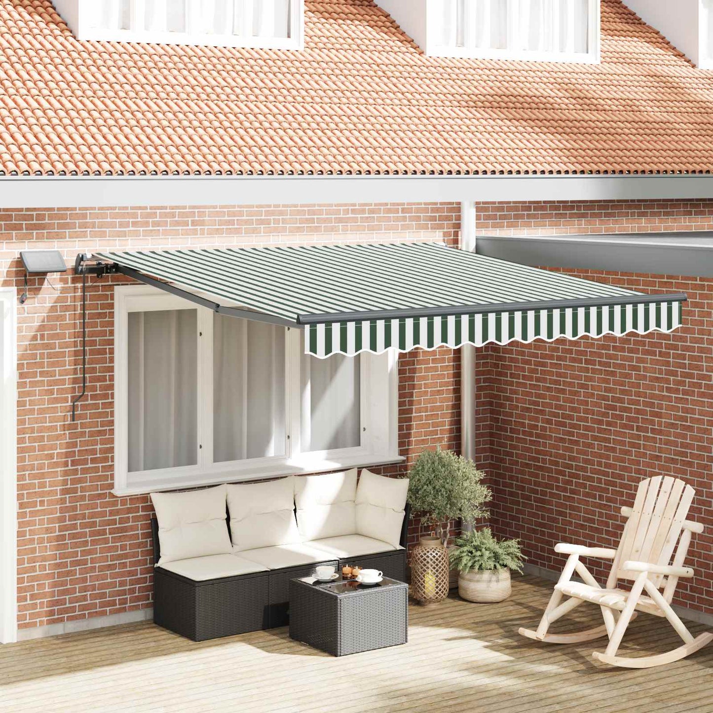 Tenda Retrattile Verde e bianco 300 x 250 cm Tessuto