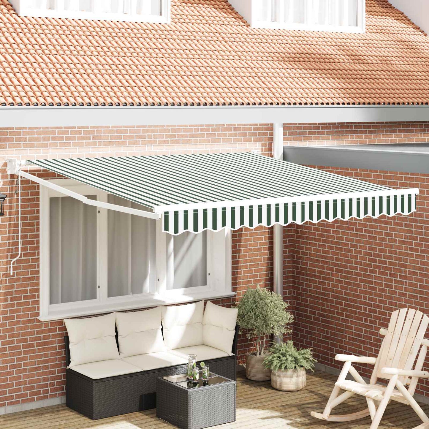 Tenda da Sole Verde e Bianco 300 x 250 x 165 cm Poliestere