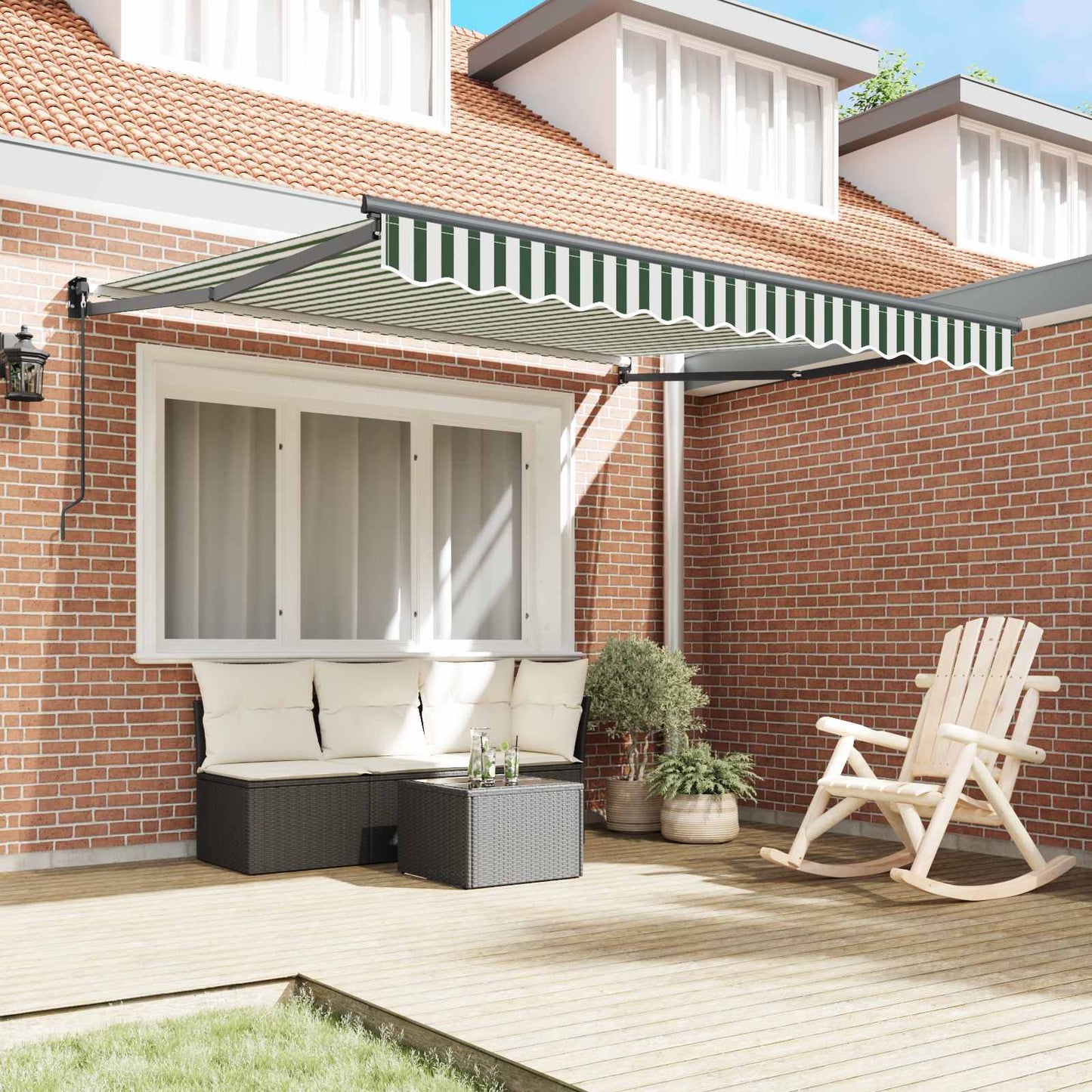 Tenda da Sole Verde e Bianco 300 x 250 x 165 cm Poliestere