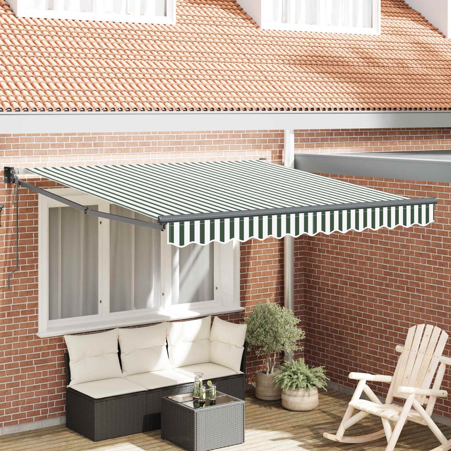 Tenda da Sole Verde e Bianco 300 x 250 x 165 cm Poliestere