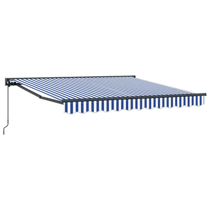 Tenda Retrattile Blu e Bianco 350 x 250 cm Alluminio e Tessuto