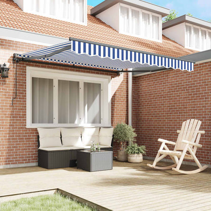 Tenda Retrattile Blu e Bianco 350 x 250 cm Alluminio e Tessuto
